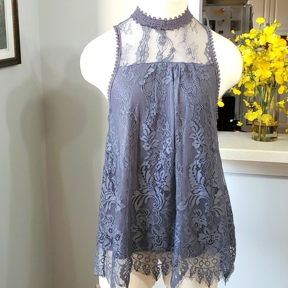 Lace top, gray size small, by Coco & Jaimeson. Y2K look. Lovely and NWT. - Picture 1 of 11